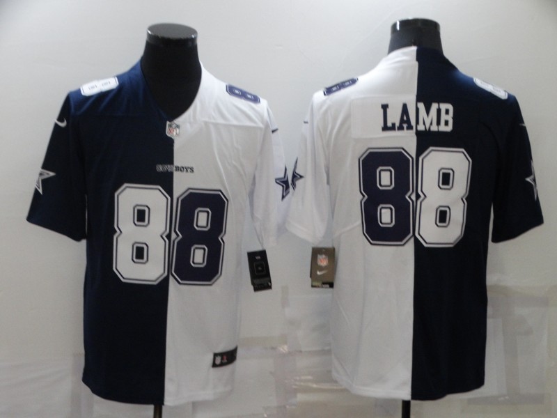 2021 Men Dallas cowboys 88 Lamb Blue white Half version Nike NFL Jerseys